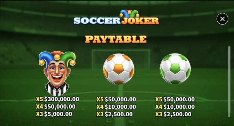 Soccer Joker - таблица с изплащания, първа страница